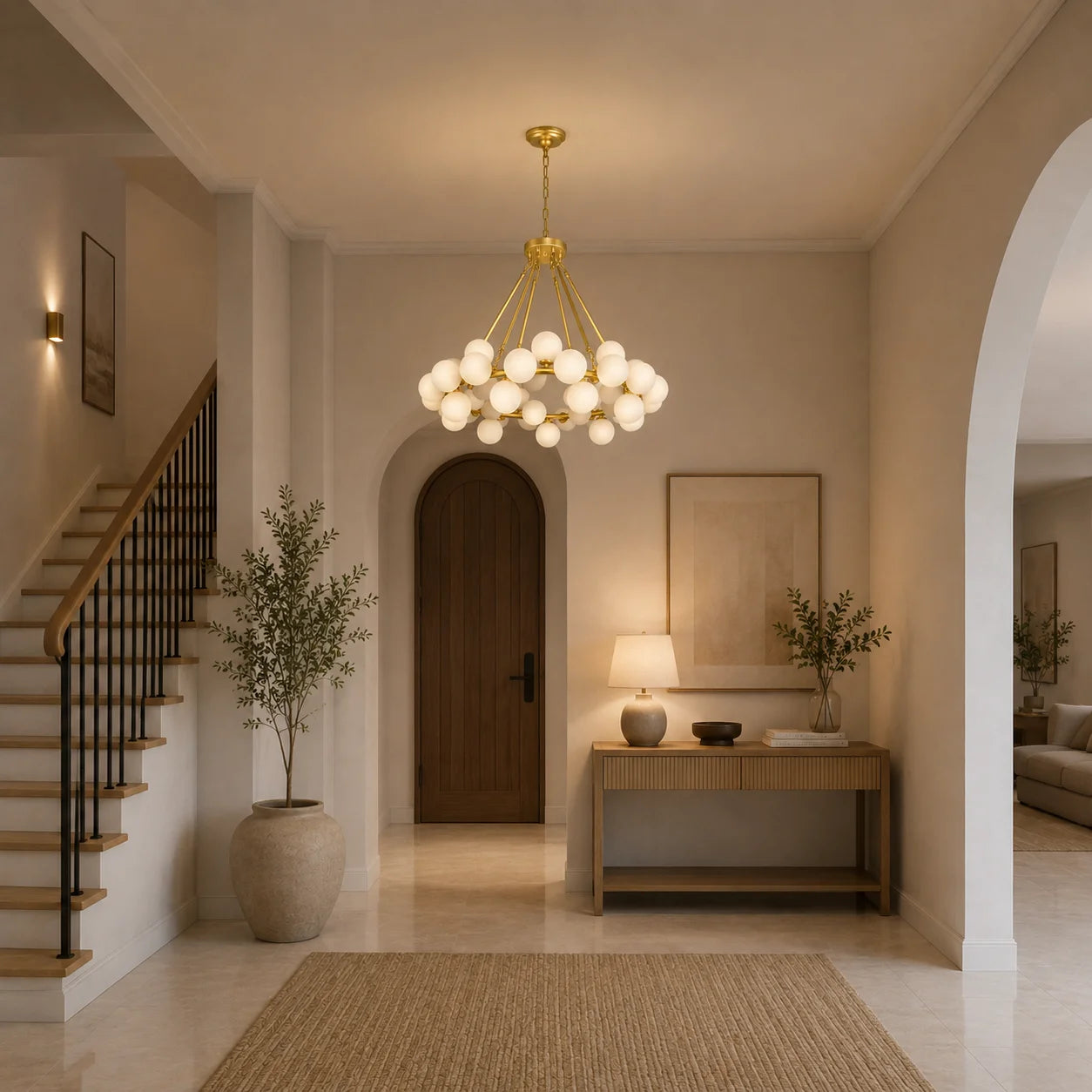 Arya 45 Light Satin Gold Chandelier