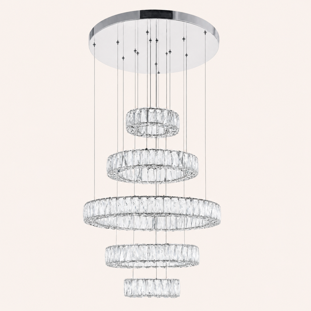 Madeline Integrated LED 5 Ring Chrome Chandelier