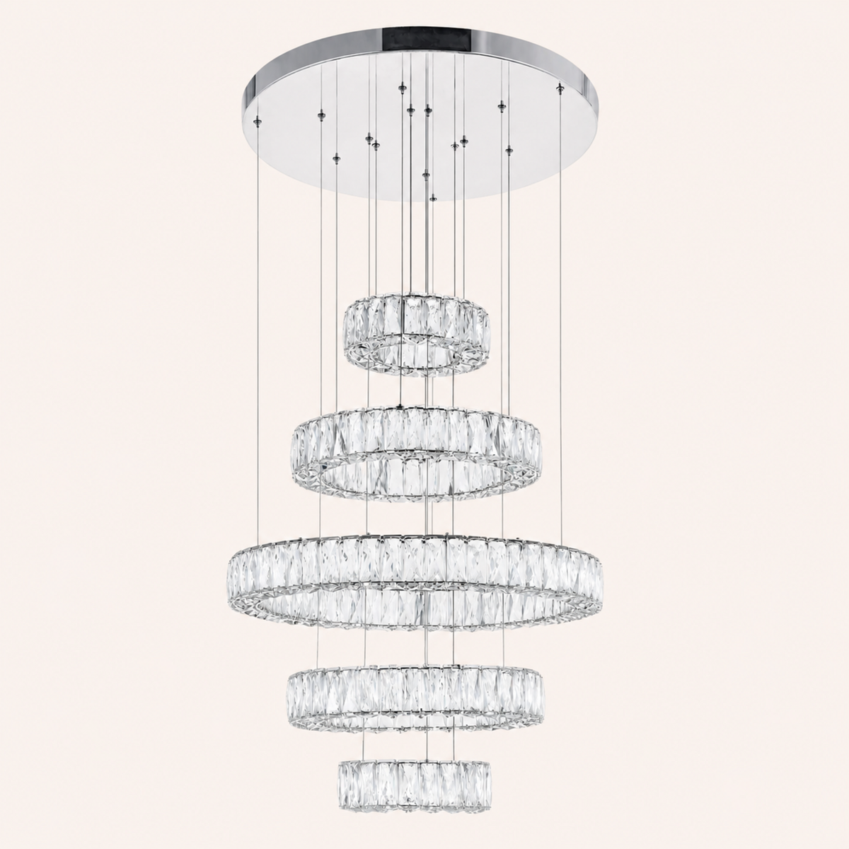 Madeline Integrated LED 5 Ring Chrome Chandelier