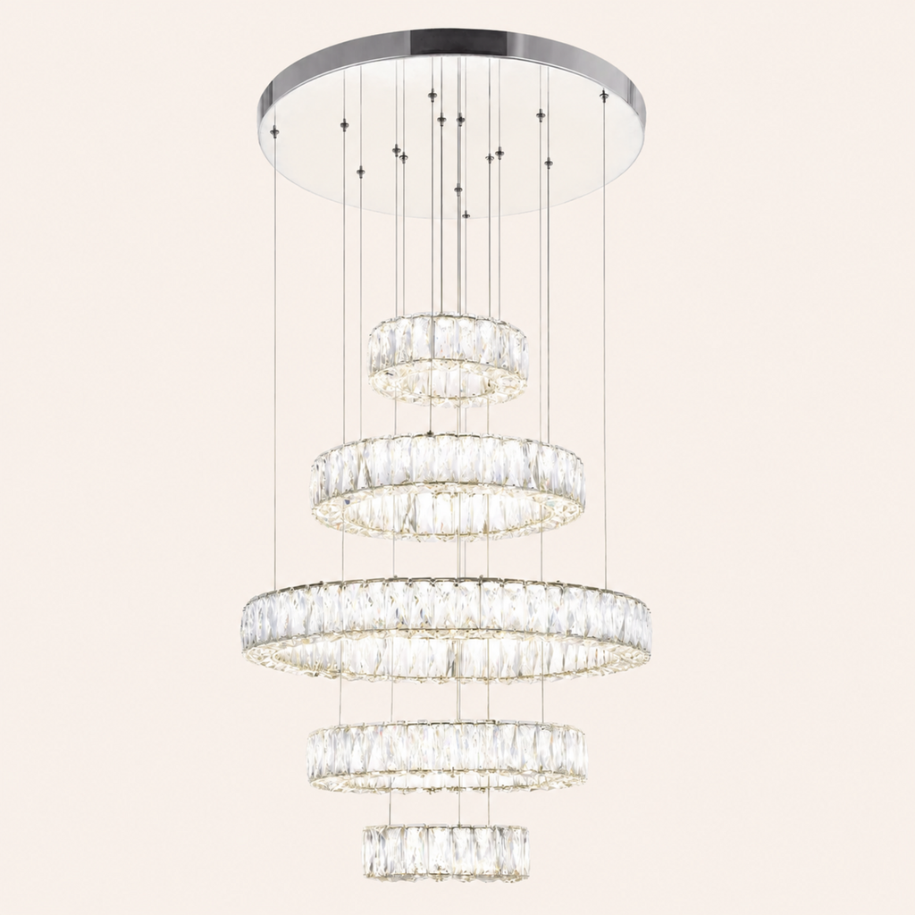 Madeline Integrated LED 5 Ring Chrome Chandelier