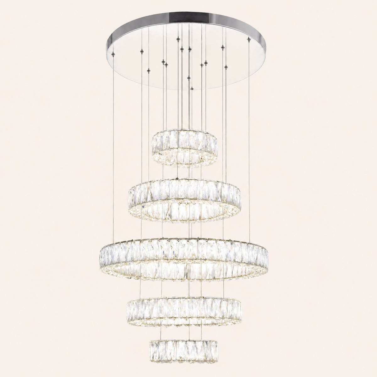 Madeline Integrated LED 5 Ring Chrome Chandelier