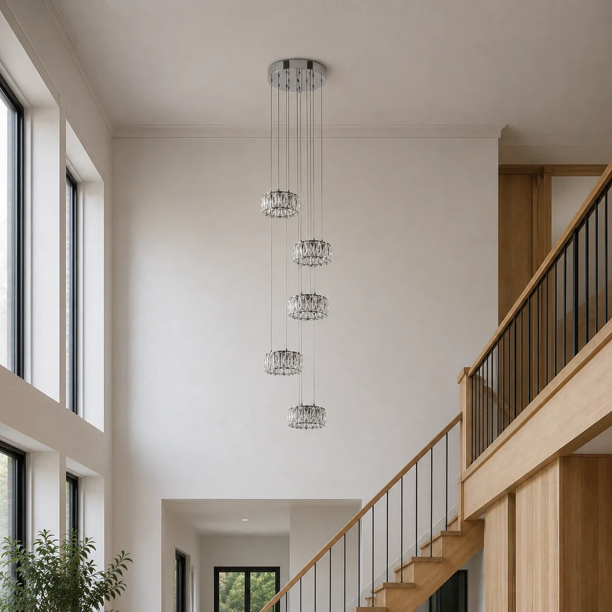 Madeline Integrated LED 6 Ring Chrome Chandelier