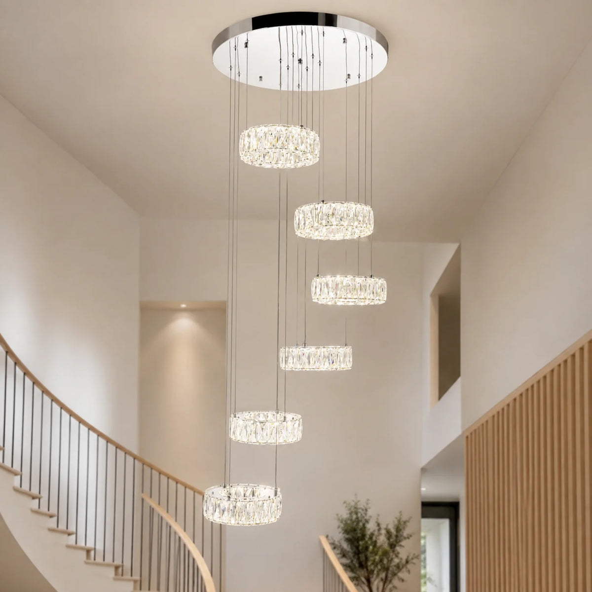Madeline Integrated LED 6 Ring Chrome Chandelier