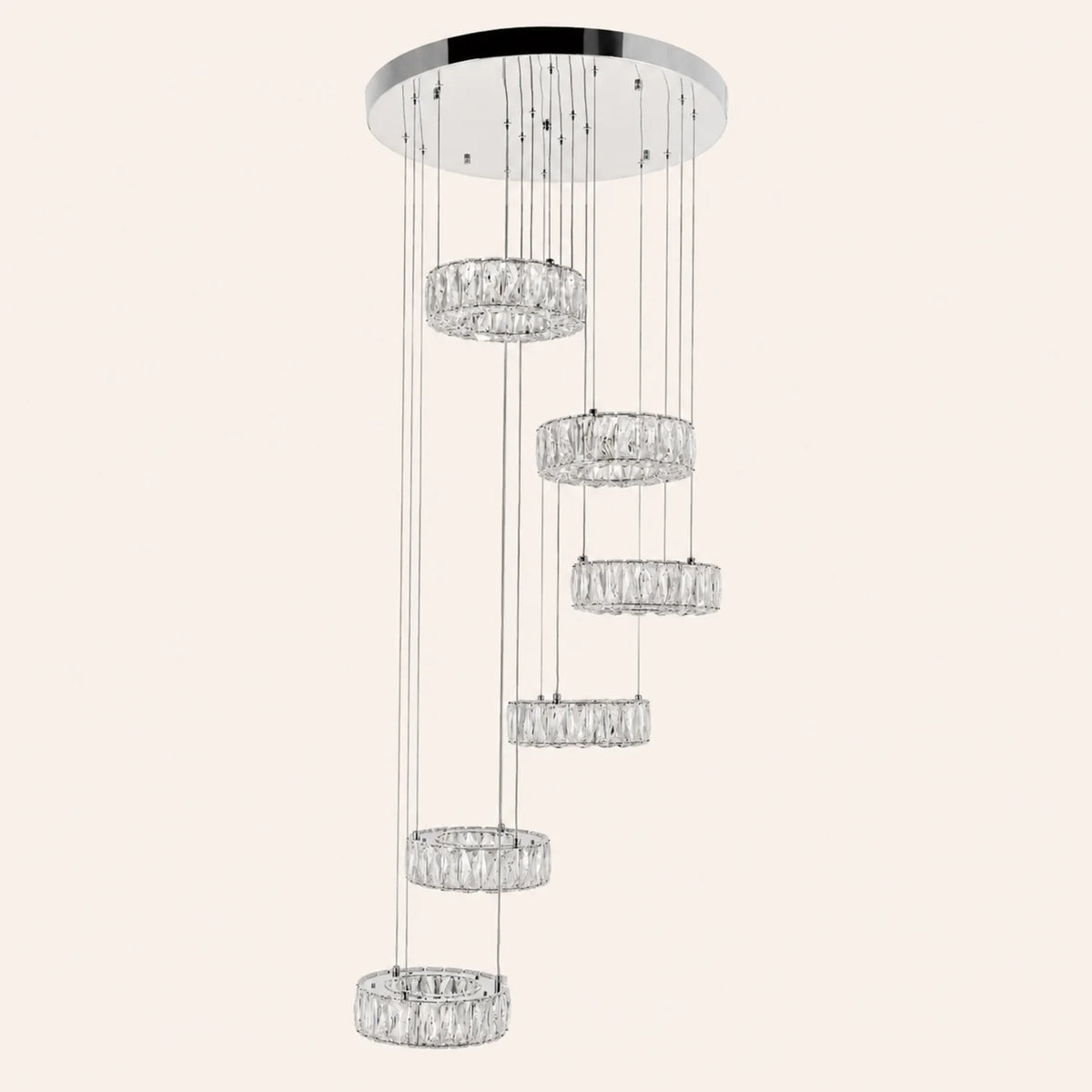 Madeline Integrated LED 6 Ring Chrome Chandelier