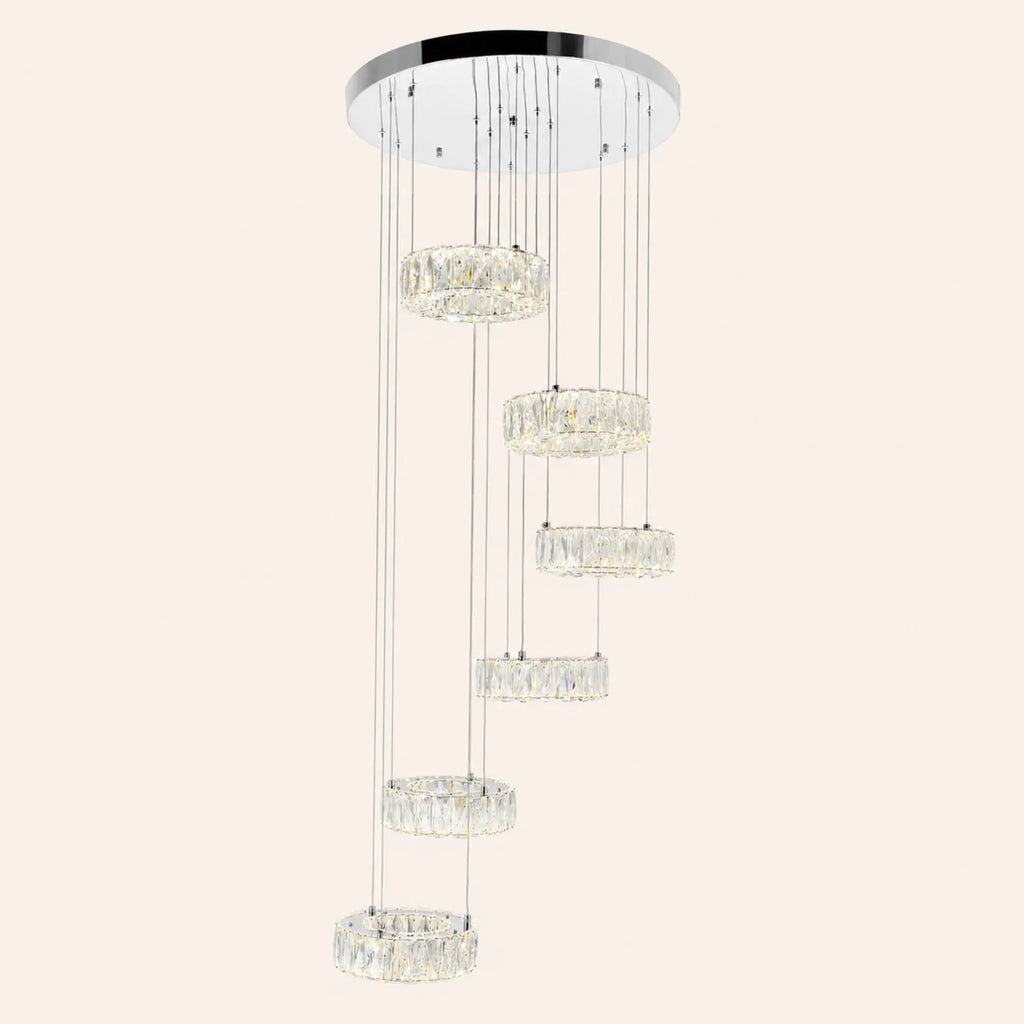 Madeline Integrated LED 6 Ring Chrome Chandelier