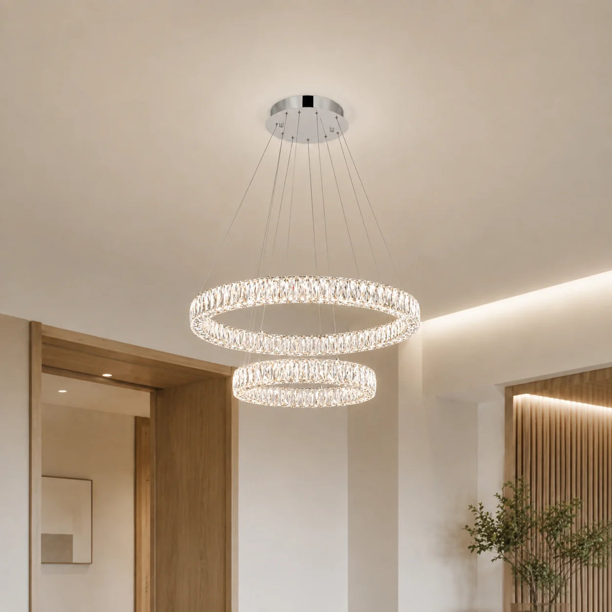 Madeline Integrated LED 2 Ring 32in Chrome Chandelier