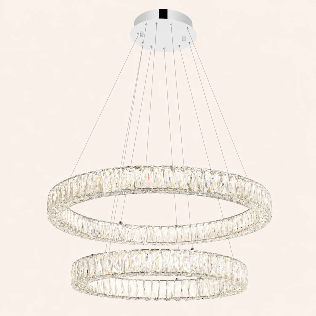 Madeline Integrated LED 2 Ring 32in Chrome Chandelier