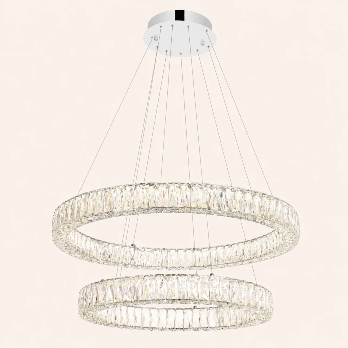 Madeline Integrated LED 2 Ring 32in Chrome Chandelier