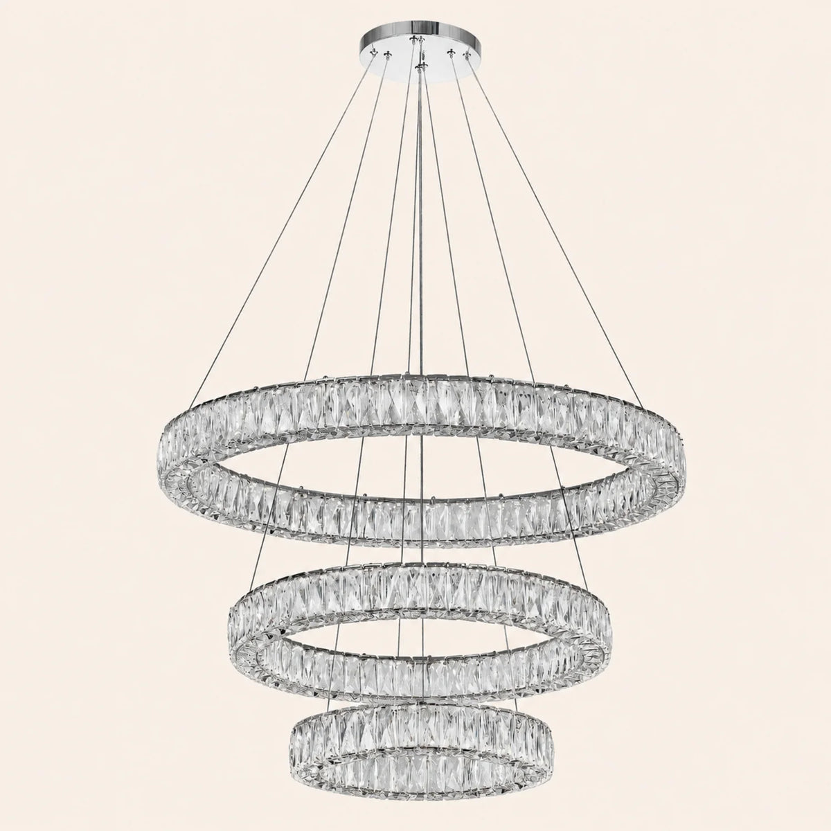 Madeline Integrated LED 3 Ring 32in Chrome Chandelier