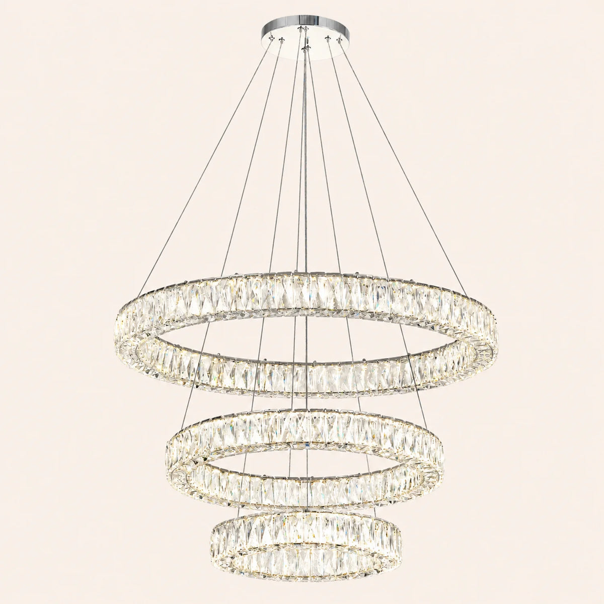 Madeline Integrated LED 3 Ring 32in Chrome Chandelier