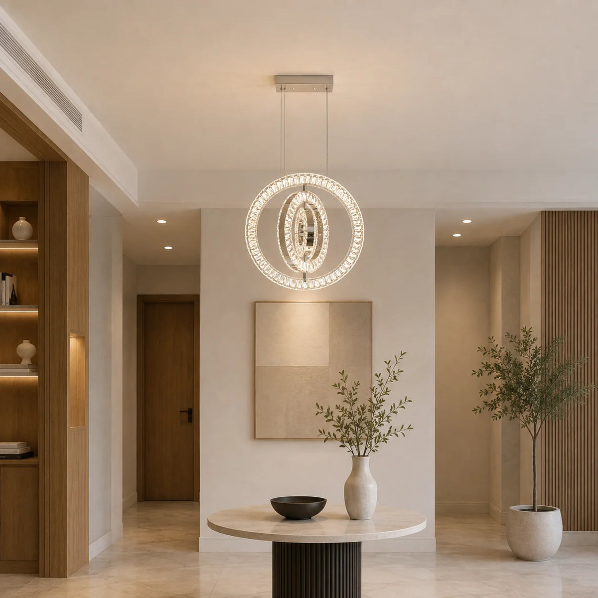 Celina Integrated LED 20in 3 Ring Chrome Chandelier