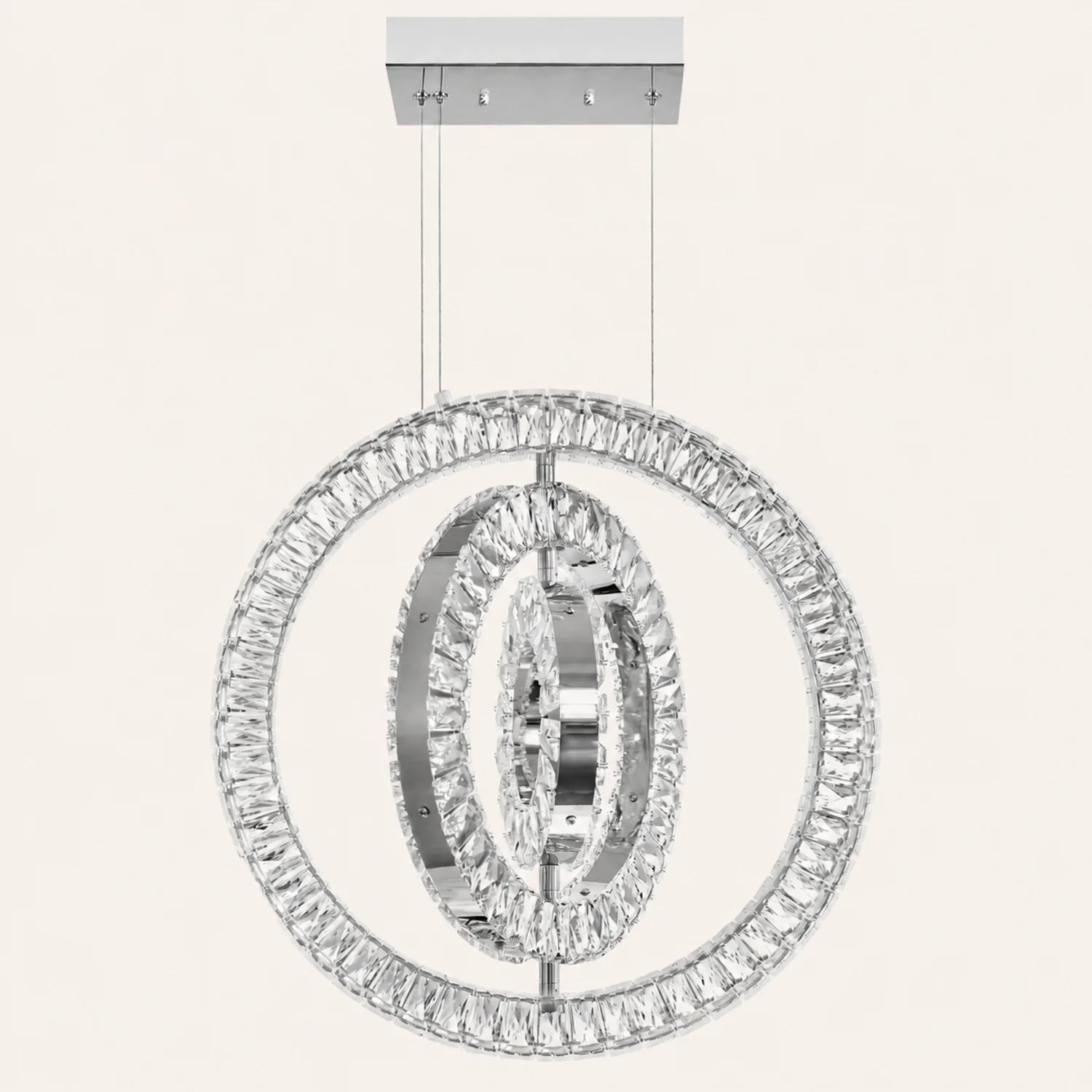 Celina Integrated LED 20in 3 Ring Chrome Chandelier