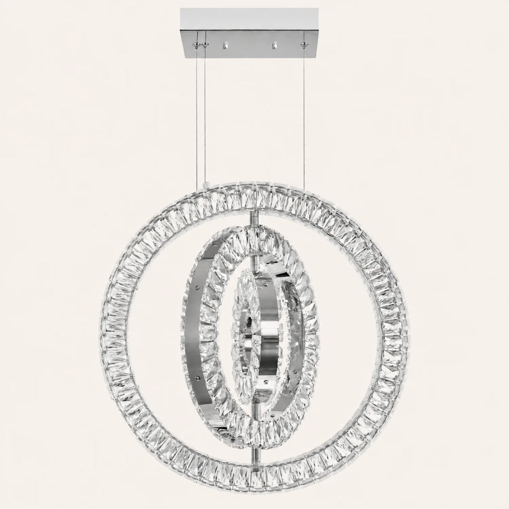 Celina Integrated LED 20in 3 Ring Chrome Chandelier