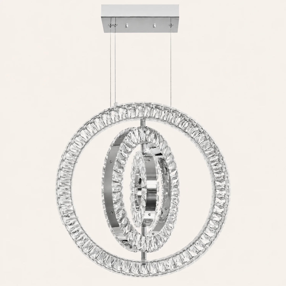 Celina Integrated LED 20in 3 Ring Chrome Chandelier