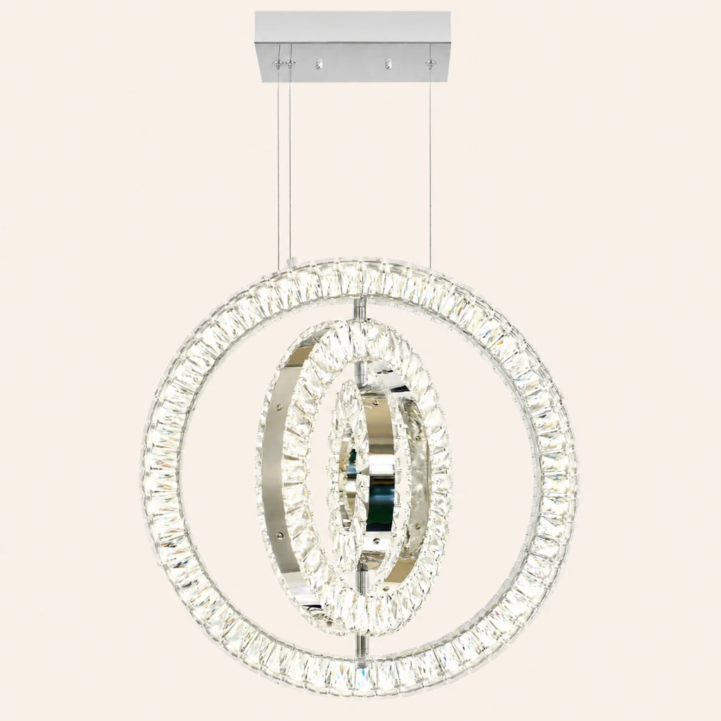 Celina Integrated LED 20in 3 Ring Chrome Chandelier