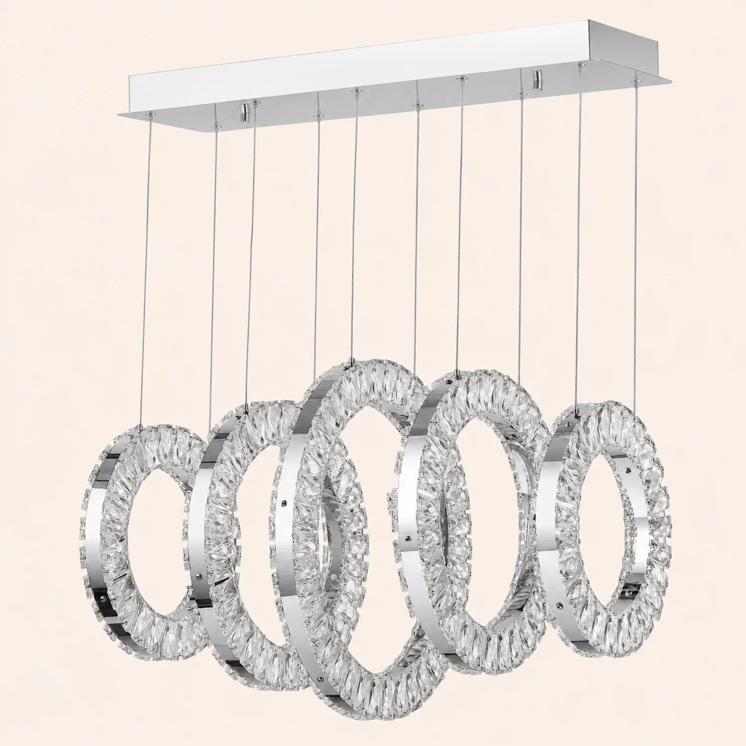 Celina Integrated LED 26in 5 Ring Chrome Chandelier