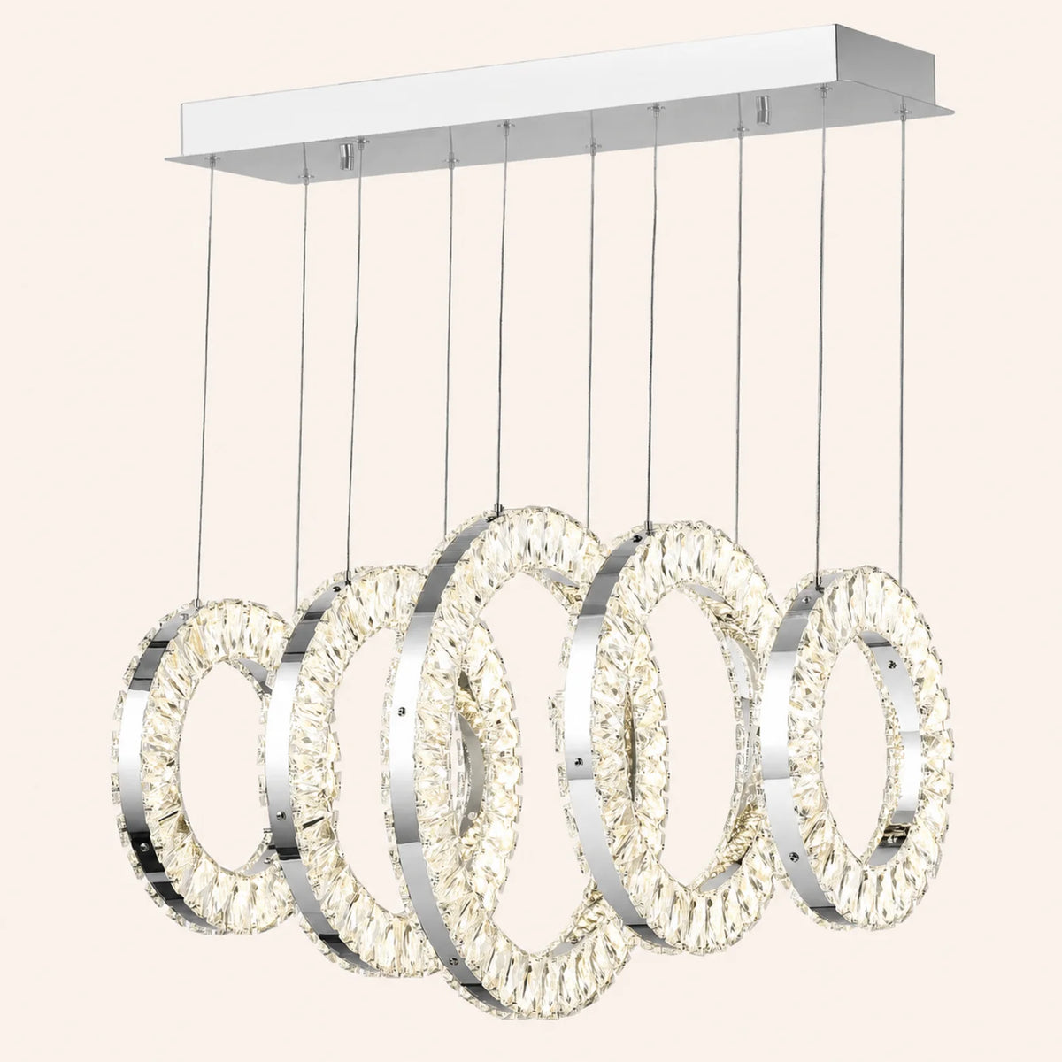 Celina Integrated LED 26in 5 Ring Chrome Chandelier