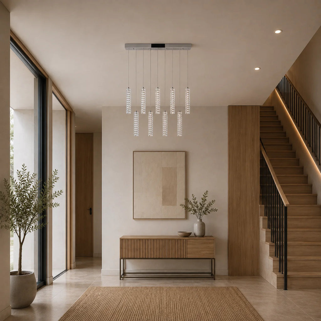 Celina Integrated LED 32in 9 Pendant Chrome Chandelier