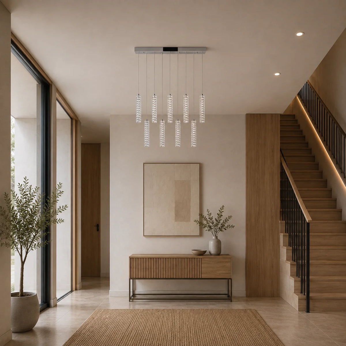 Celina Integrated LED 32in 9 Pendant Chrome Chandelier