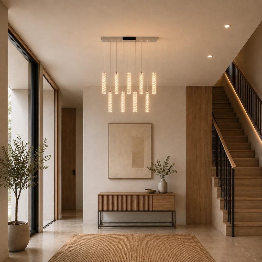 Celina Integrated LED 32in 9 Pendant Chrome Chandelier