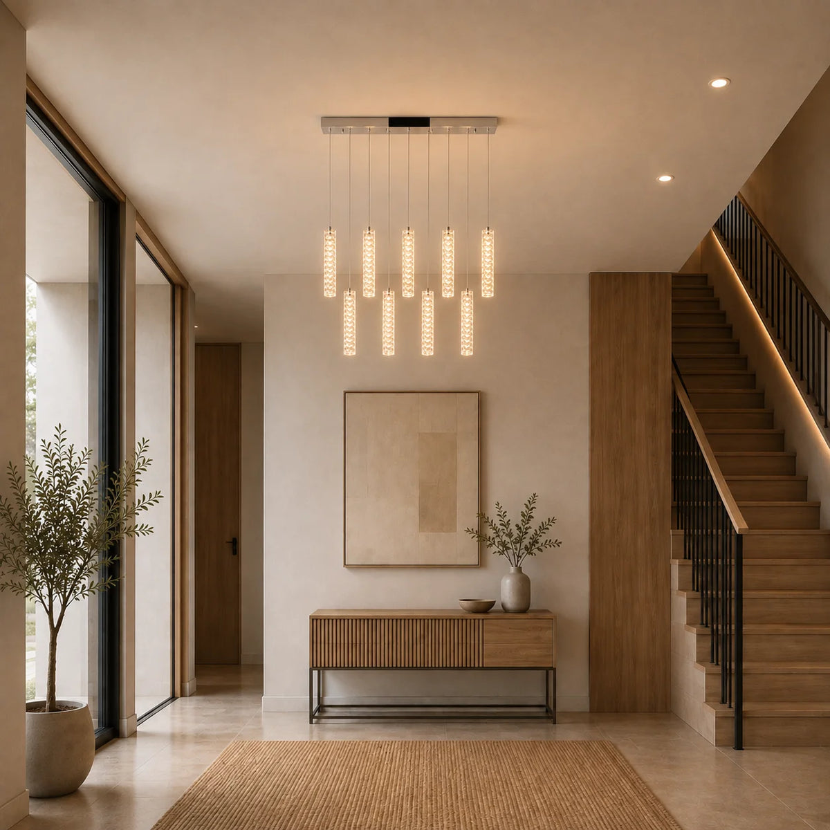 Celina Integrated LED 32in 9 Pendant Chrome Chandelier