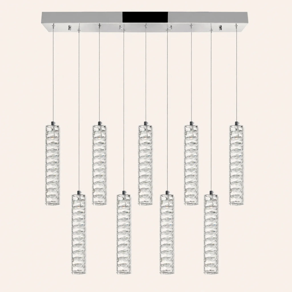 Celina Integrated LED 32in 9 Pendant Chrome Chandelier