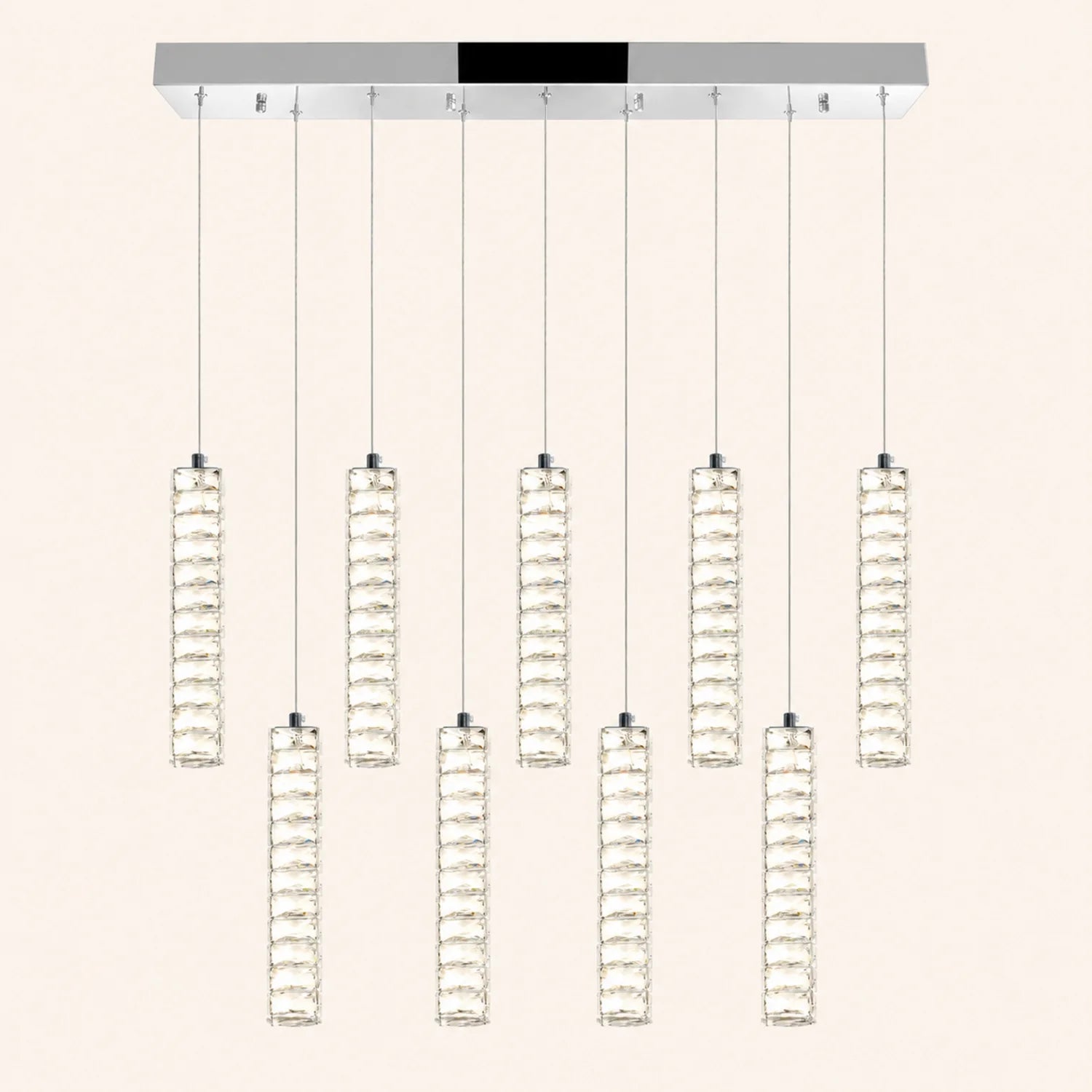 Celina Integrated LED 32in 9 Pendant Chrome Chandelier