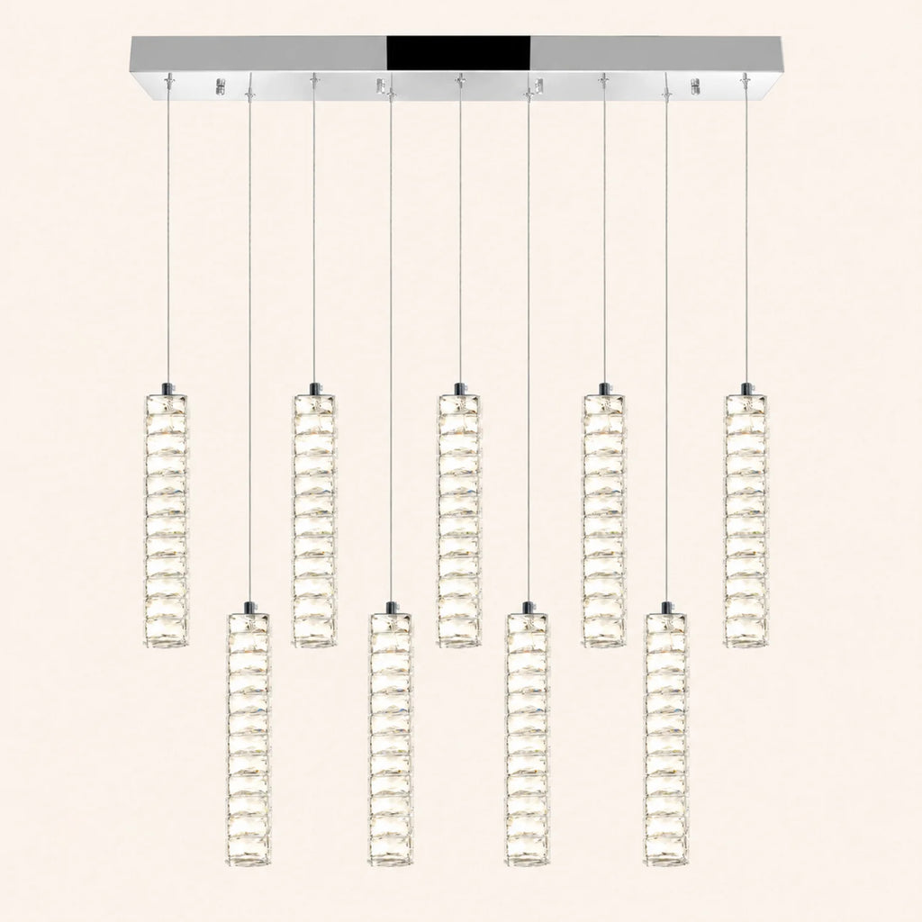 Celina Integrated LED 32in 9 Pendant Chrome Chandelier