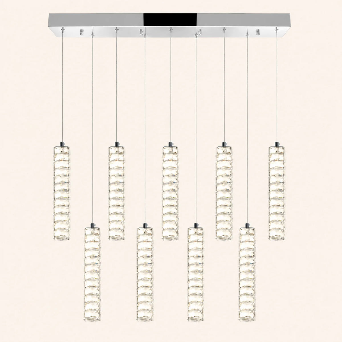 Celina Integrated LED 32in 9 Pendant Chrome Chandelier
