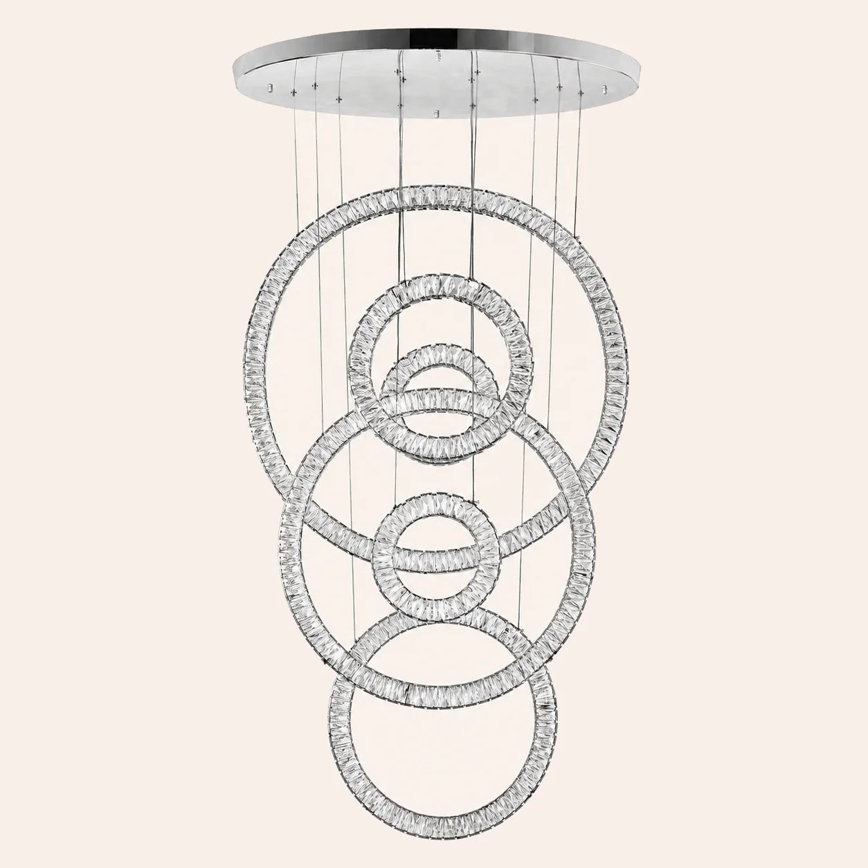 Celina Integrated LED 34in 6 Ring Chrome Chandelier
