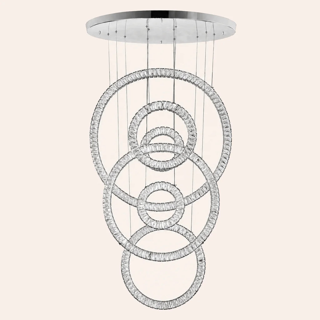 Celina Integrated LED 34in 6 Ring Chrome Chandelier