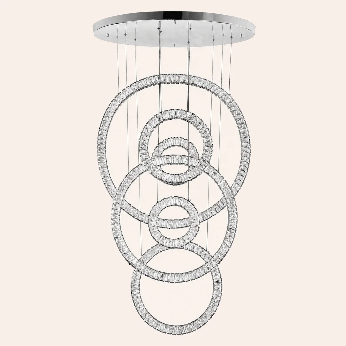 Celina Integrated LED 34in 6 Ring Chrome Chandelier
