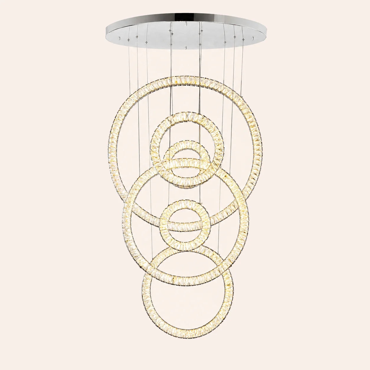Celina Integrated LED 34in 6 Ring Chrome Chandelier