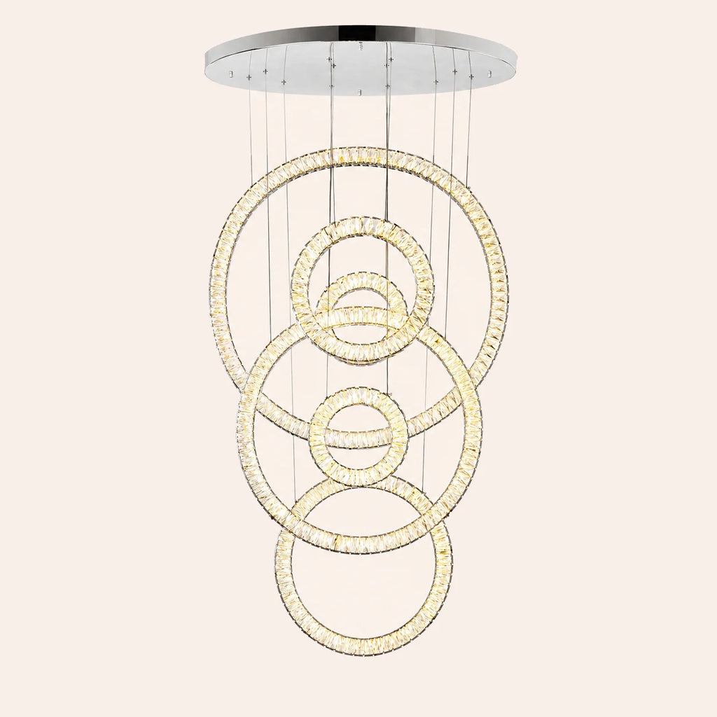Celina Integrated LED 34in 6 Ring Chrome Chandelier
