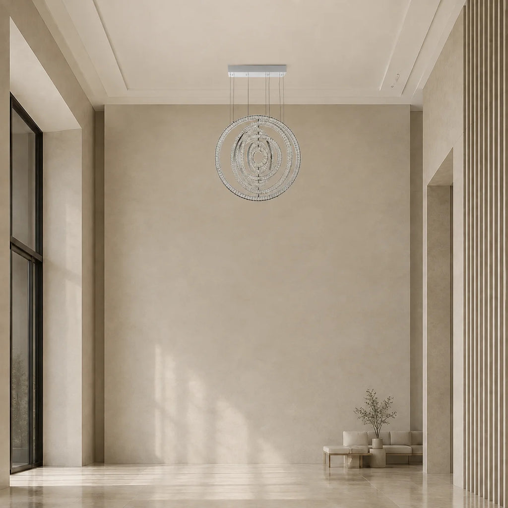 Celina Integrated LED 37in Round Chrome Chandelier