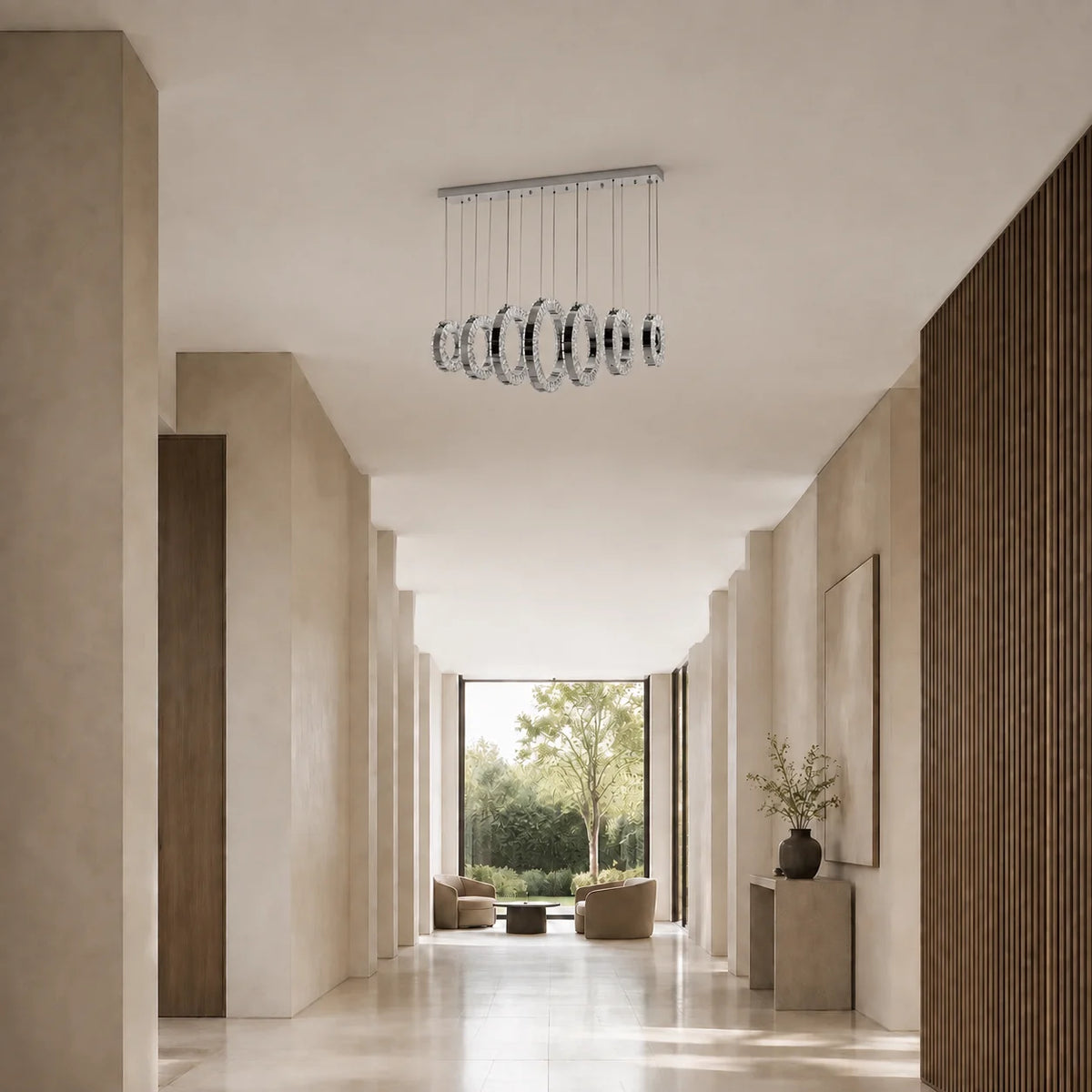 Celina Integrated LED 37in 7 Ring Chrome Chandelier