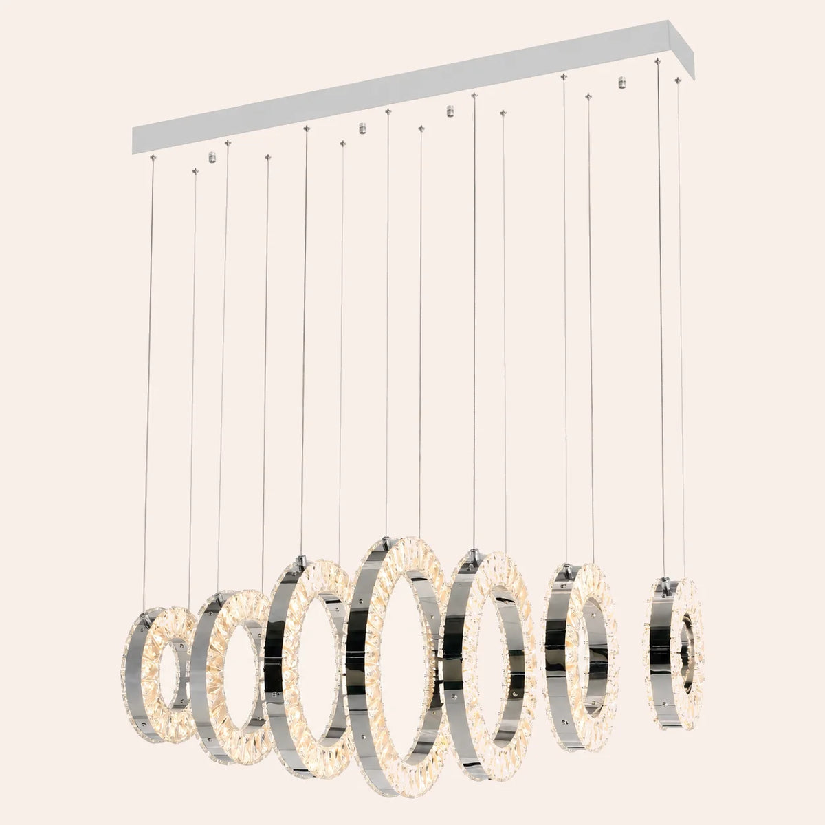 Celina Integrated LED 37in 7 Ring Chrome Chandelier