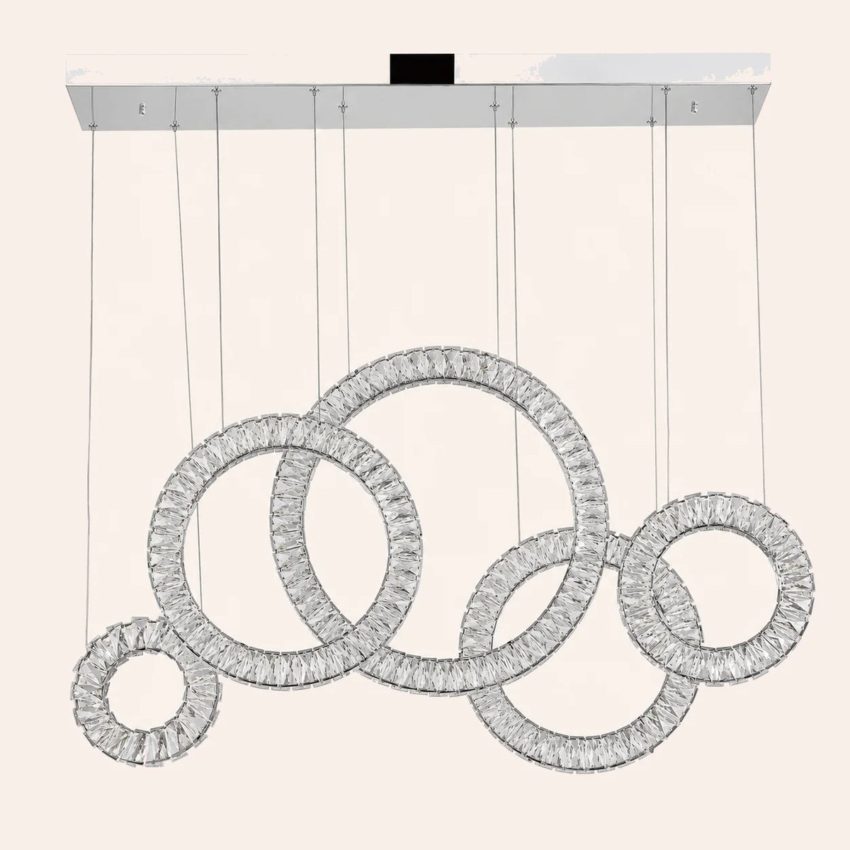 Celina Integrated LED 43in 5 Ring Chrome Chandelier