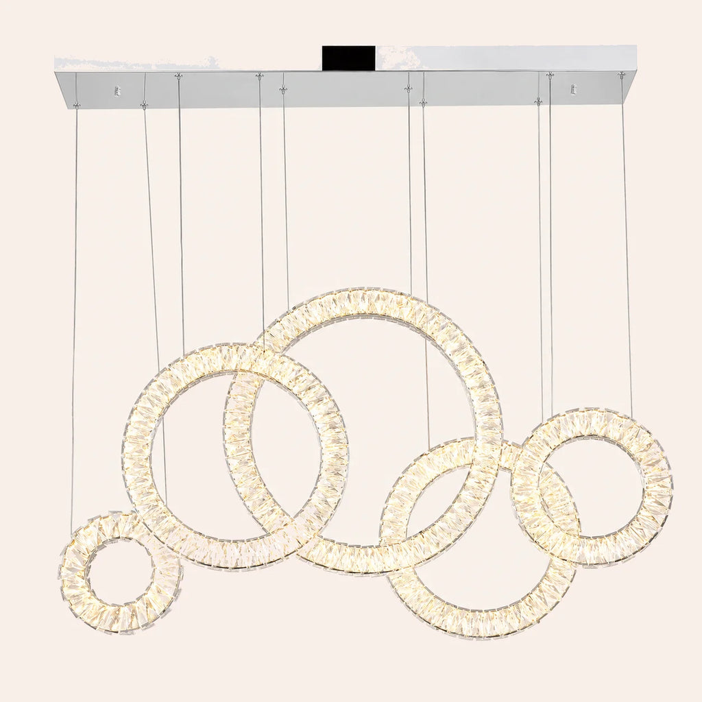 Celina Integrated LED 43in 5 Ring Chrome Chandelier