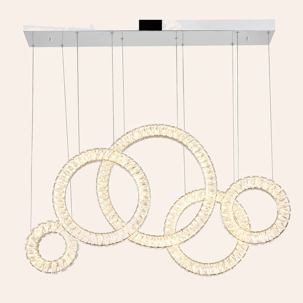 Celina Integrated LED 43in 5 Ring Chrome Chandelier