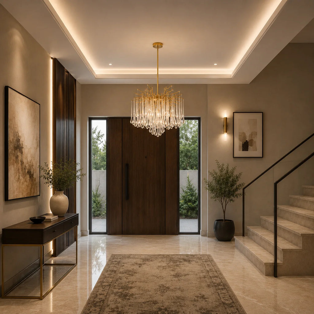 Anita 6 Light Gold Leaf Chandelier