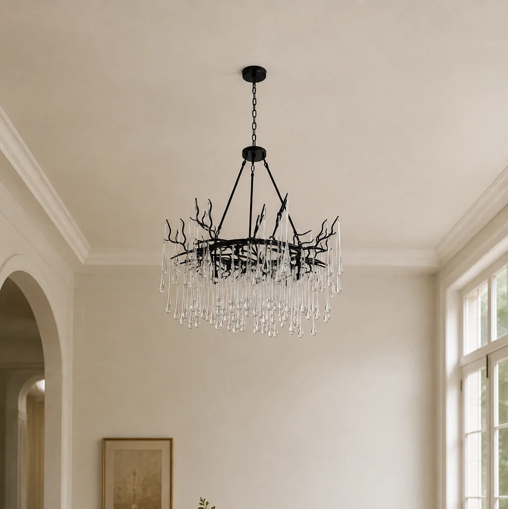 Anita 12 Light Black Chandelier