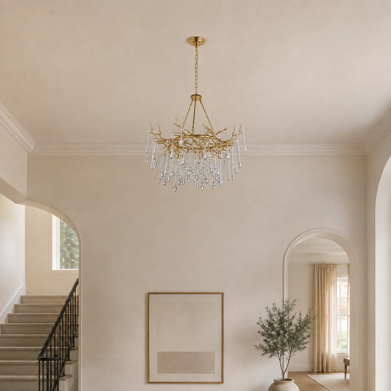 Anita 12 Light Gold Leaf Chandelier
