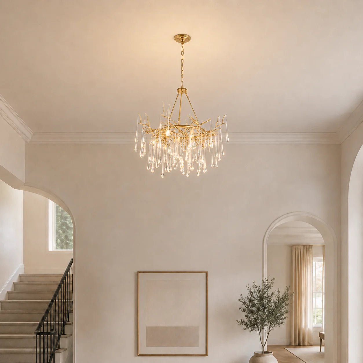 Anita 12 Light Gold Leaf Chandelier
