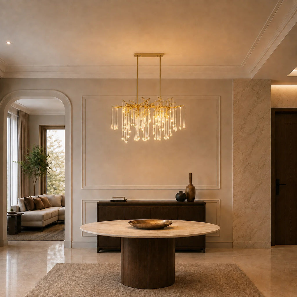 Anita 10 Light Gold Leaf Chandelier