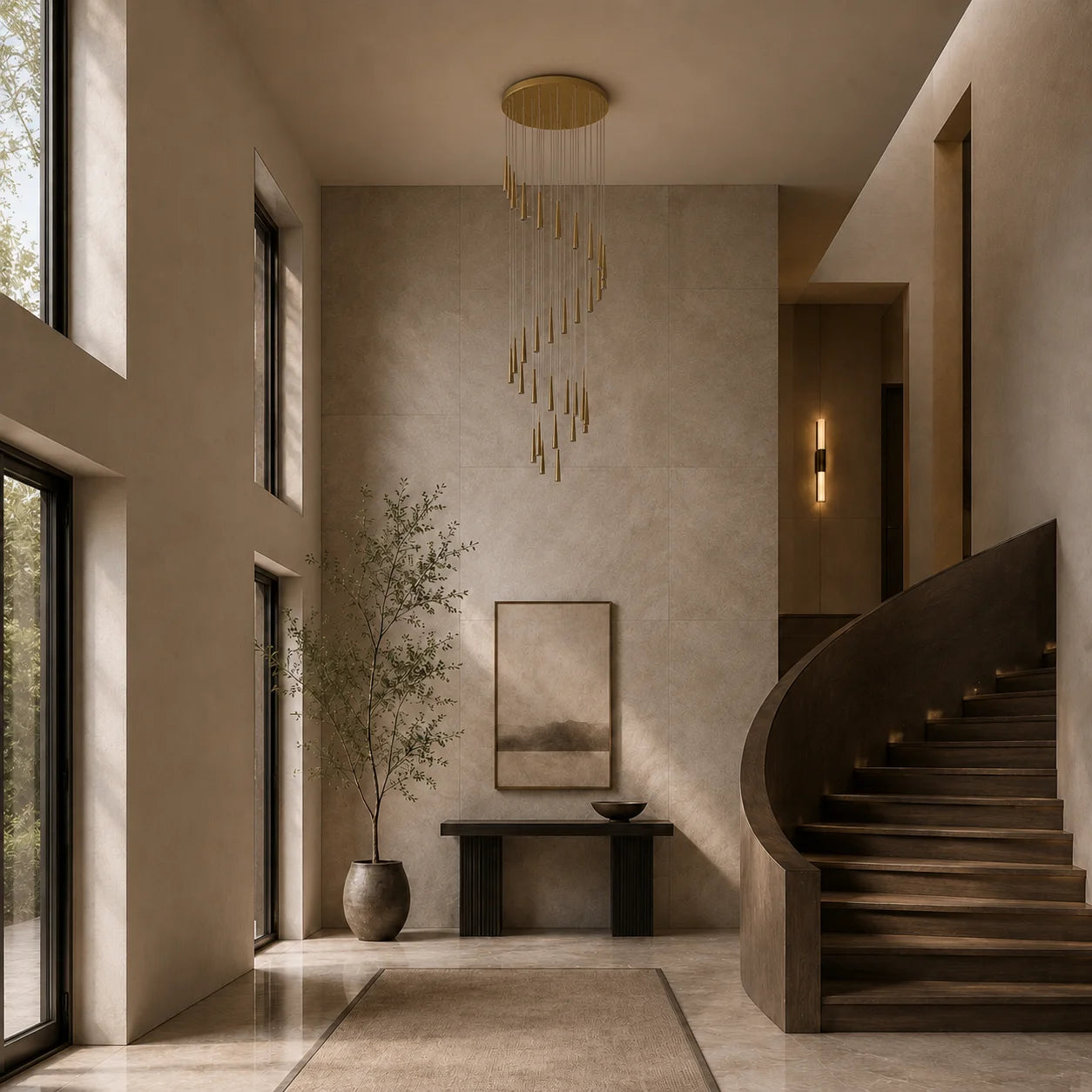 Andes Integrated LED Satin Gold Multi Light Pendant