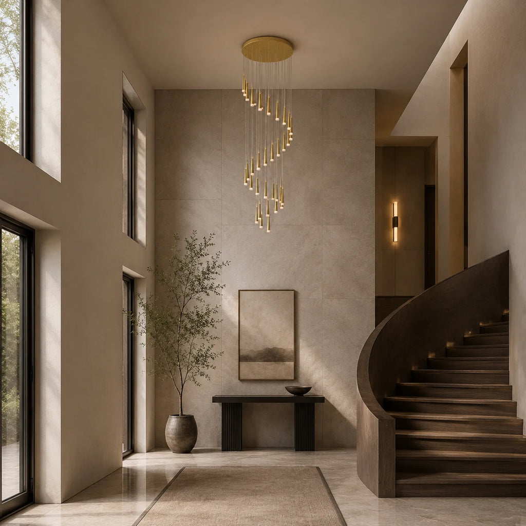 Andes Integrated LED Satin Gold Multi Light Pendant