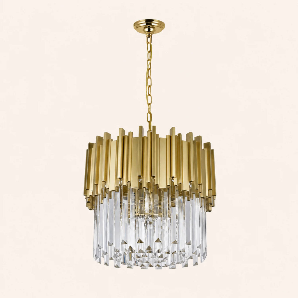 Deco 4 Light Medallion Gold Down Chandelier