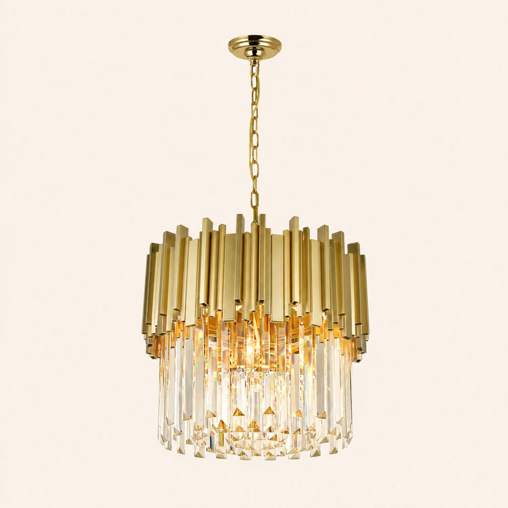 Deco 4 Light Medallion Gold Down Chandelier