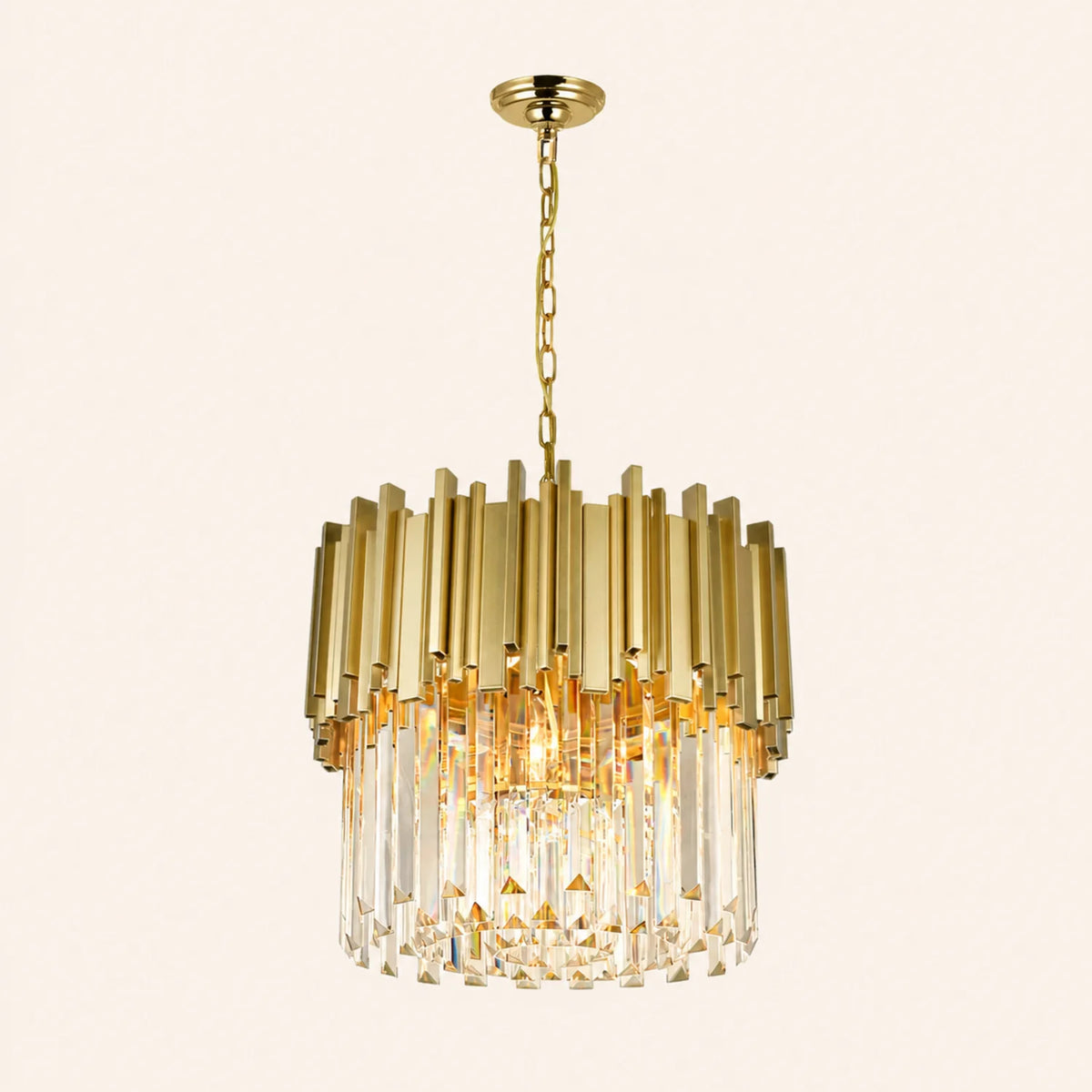 Deco 4 Light Medallion Gold Down Chandelier